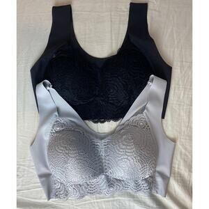 FallSweet Bralette Vest Bra Pair (2) of Pale Gray and Black Size 38 Med/LG